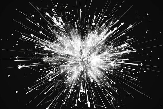 A stunning black and white photo capturing a burst of fireworks. Perfect for celebrating special occasions