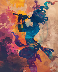 Flute of the Divine: Lord Krishna Serene Acrylics.