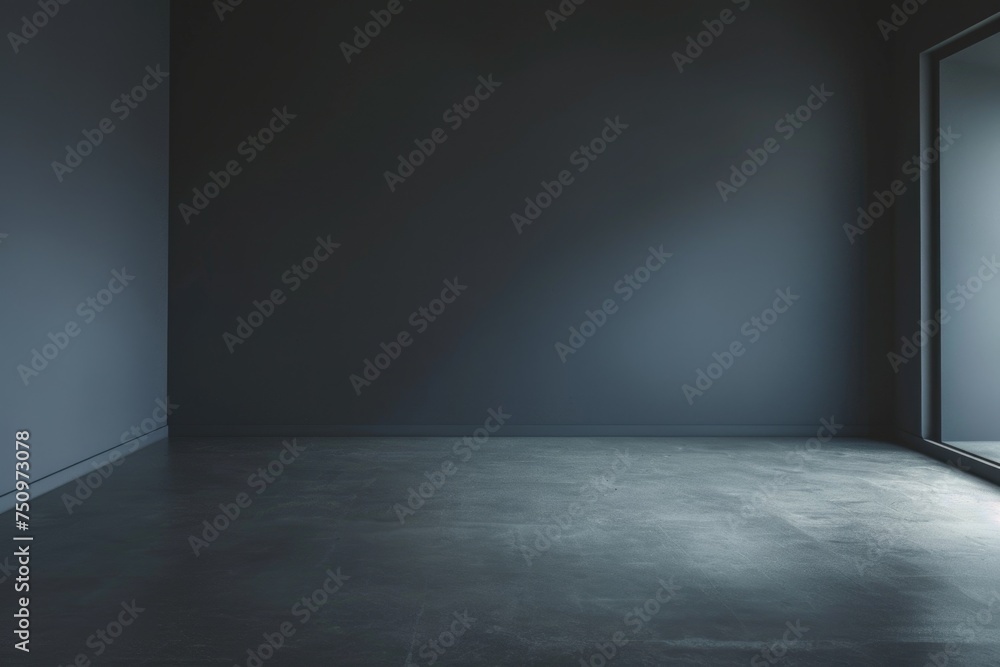 Poster a simple interior shot of an empty room with a large window. perfect for real estate or interior des