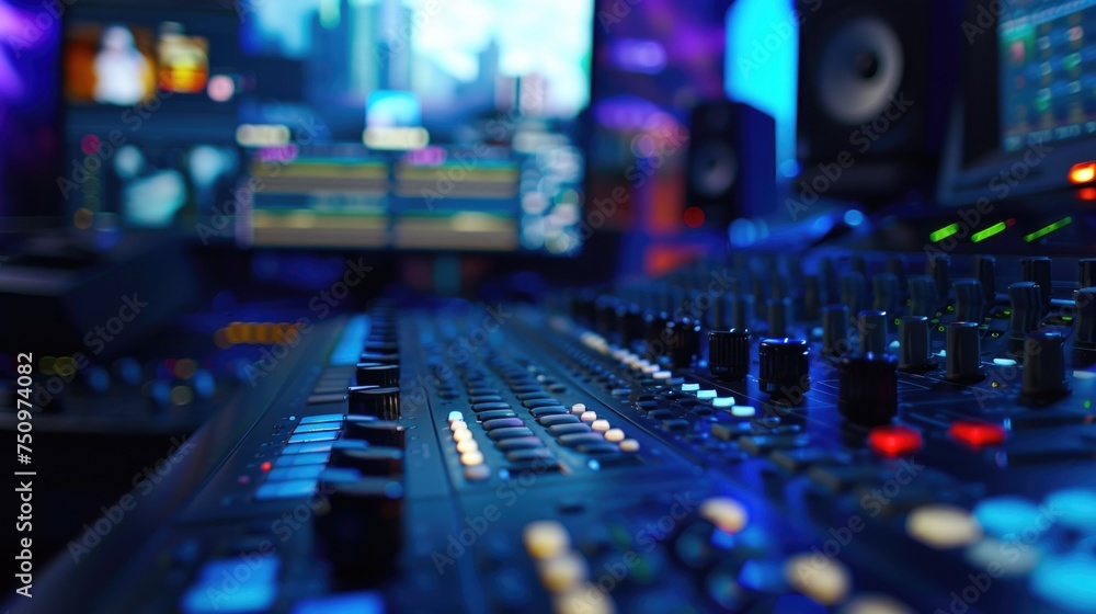 Aufkleber professional sound board with multiple monitors for recording studio. ideal for music production pro