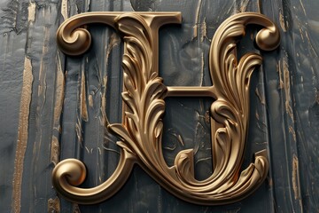 A shiny gold metal letter H