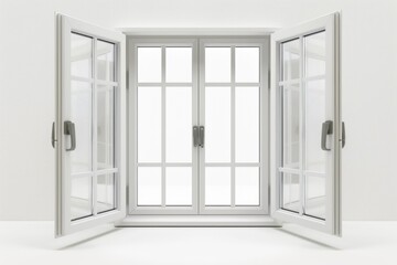 A view of an open window in a white room. Perfect for interior design concepts
