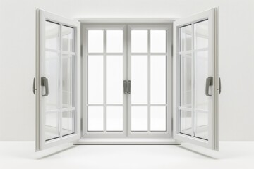 Fototapeta premium A view of an open window in a white room. Perfect for interior design concepts