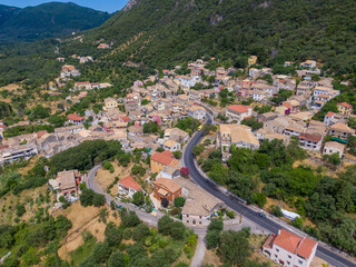 Fototapeta na wymiar Traditional village in corfu island,Greece, Aerial view