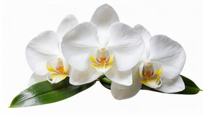 Fototapeta na wymiar white orchid flower isolated on white background clipping path included pure elegance white orchid blooms isolated on a pristine white background