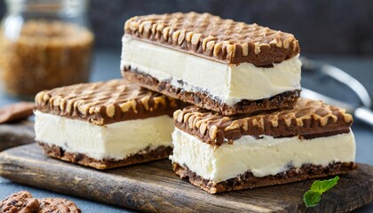 vanilla and cookie ice cream sandwich bars