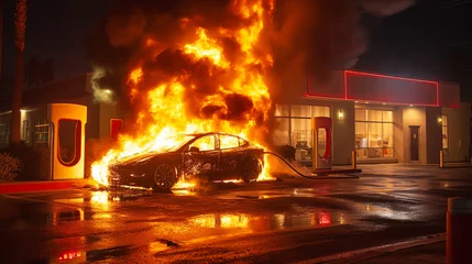Fotobehang electric vehicle fire © Ai Inspire