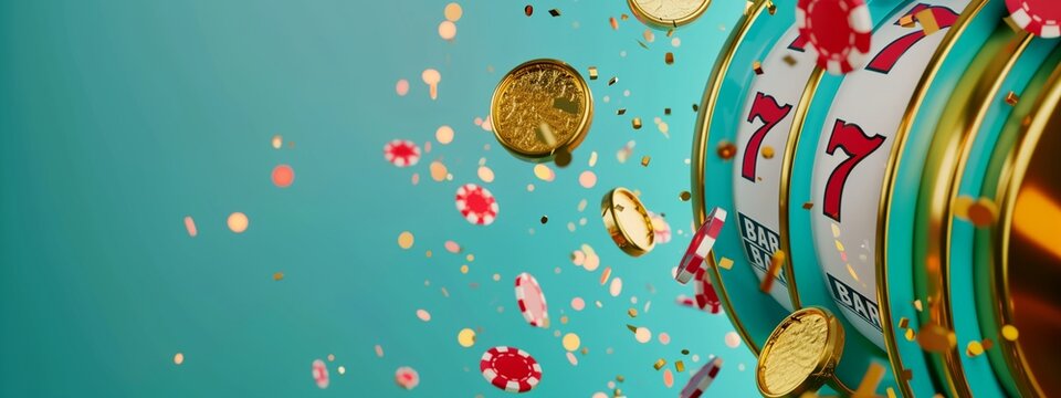 a casino machine with lots of colorful dices