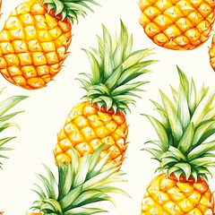 watercolor style Pineapple fruit pattern banner wallpaper.
