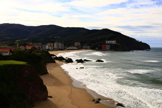 View on the Bakio beach located in the autonomous community of the Basque Country in Spain