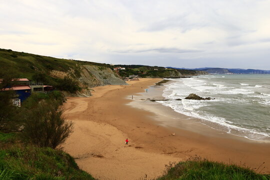 View on the Muriola beach in the autonomous community of the Basque Country in Spain