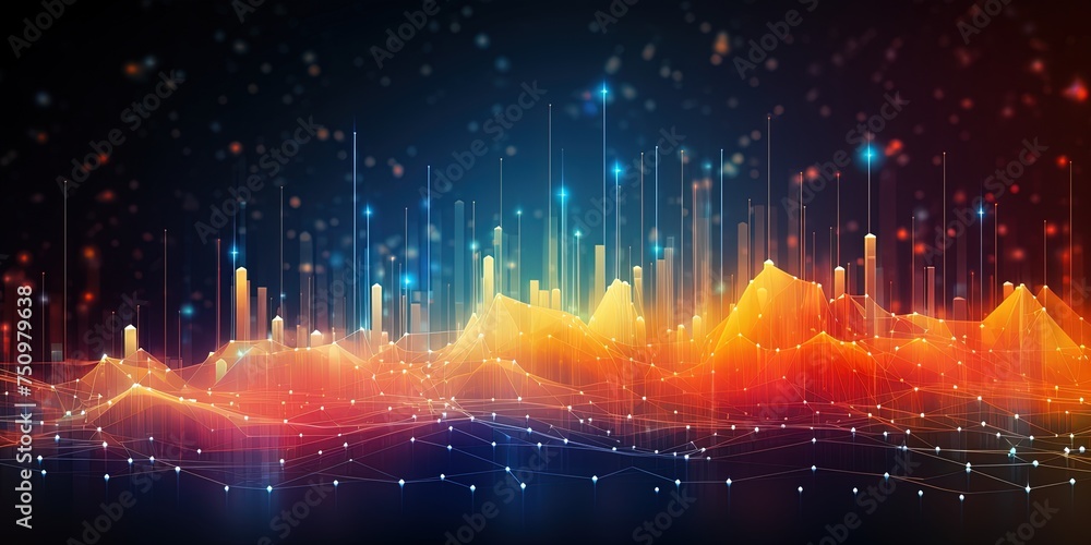 Poster new age of data visualization. data science and visual management design concept. abstract backgroun