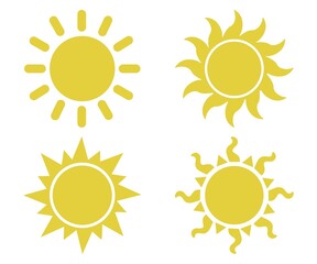 Flat illustration. Sun icons. Set of four on a white background...