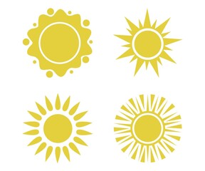 Flat illustration. Sun icons. Set of four on a white background...