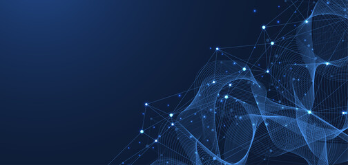 Global network connection concept. Big data visualization. Social network communication in the global computer networks. Internet technology. Business. Science. Illustration