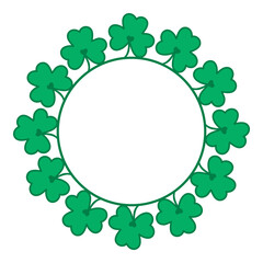 Monogram frame with shamrock leaves. Saint Patrick's Day decoration. Vector illustration.