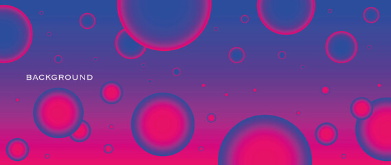 Abstract circles on a gradient background. Pink and purple 3D sphere. Stylish gradient template for brochure cover, invitation, flyer, business card, screensaver, poster, web banner...