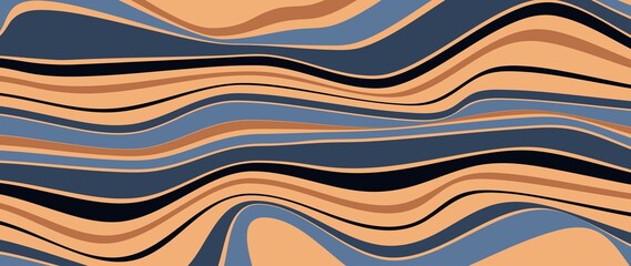 Flat background. Light waves in blue-orange colors. Style 70. Suitable for wallpaper or screensaver, cover, card or invitation..