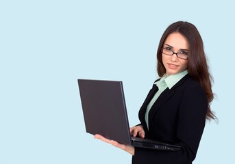 Young teenager college student or worker using computer