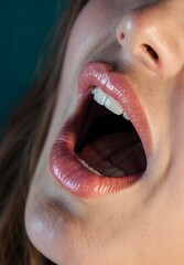 Fototapeta premium close up of a person with open mouth