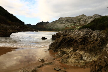 Fototapeta na wymiar View of the point of islares which is located in the province of Cantabria.