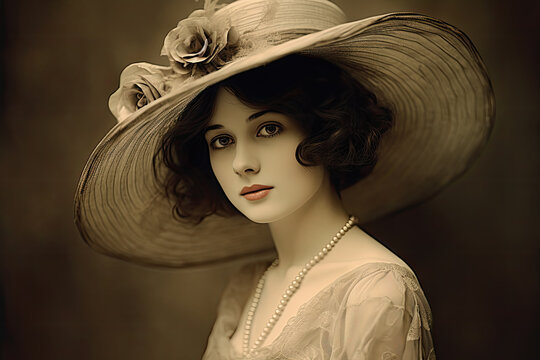 portrait of a young woman in the style of the 1910s