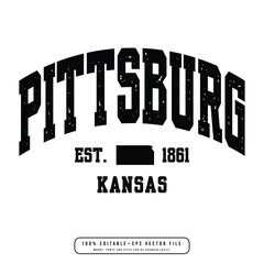 Pittsburg text effect vector. Editable college t-shirt design printable text effect vector