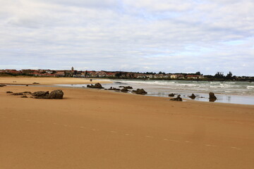 View on the Ris Beach locates in the eastern coast of the autonomous community of Cantabria, on the north coast of Spain