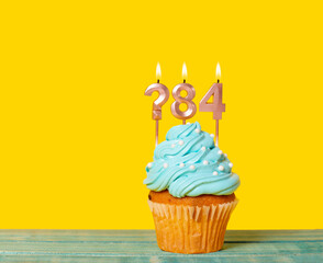 Birthday Cake With Candle Question Mark And Number 84