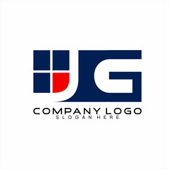 JG letter logo design. Real Estate logo with window symbol.