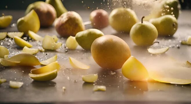 Pear explosion in slow motion 4k 