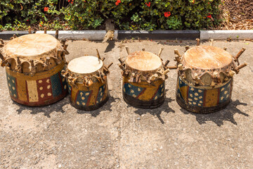 Membranophones: are instruments that are made with animal skin and wood. The transmission medium is the animal skin whereby the body serves as contribution to the timbre of the instrument. 