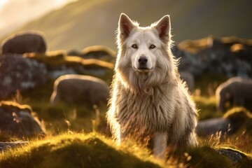 Obraz premium Shepherd dog in doghouse. Domestic pet. Generate Ai