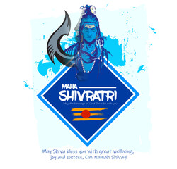 Greeting card for Hindu festival Maha Shivratri. Illustration of Lord Shiva,Indian God of Hindu for Shivratri with hindi text meaning om mahadev - 750988621