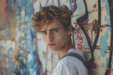 young boy with messy hair and light eyes