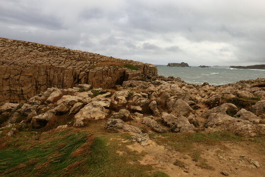 View of the pointe del torco located in the town of Suances, in the autonomous community of Cantabria in Spain.