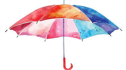 Colorful open umbrella in watercolor isolated on whi - obrazy, fototapety, plakaty