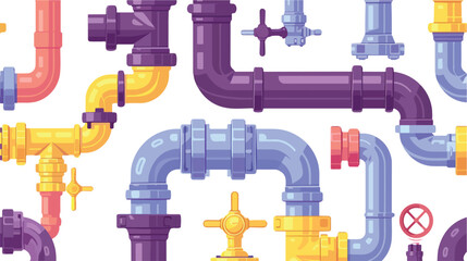 Colorful set of pipes plumbing service vector illust