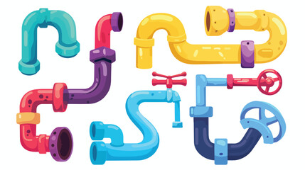 Colorful set of pipes plumbing service vector illust