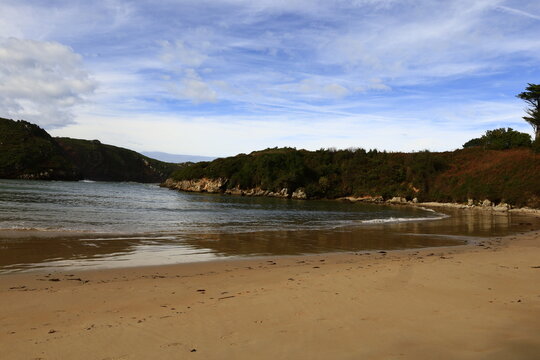 View on the San Martin beach located  in the province of Asturias, in northern Spain.