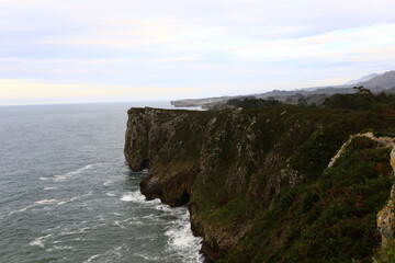 View on the Tormbia beach located  in the province of Asturias, in northern Spain.