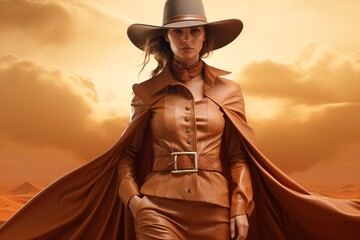 A woman in a cowgirl outfit