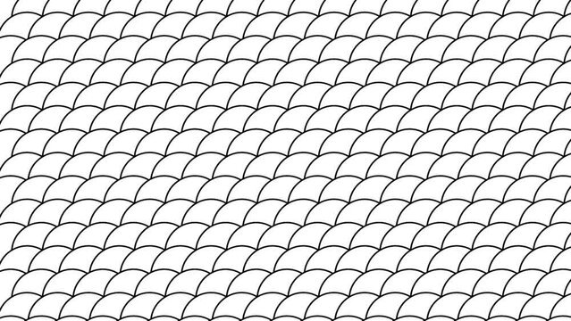 Black and white of fish scales background. Seamless geometric pattern animation