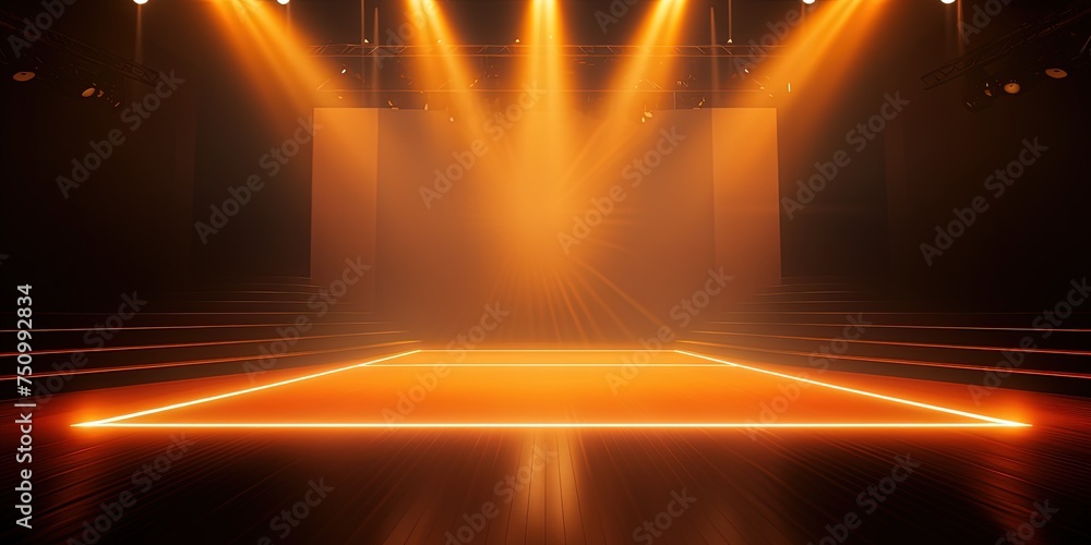 Poster event stage light background with spotlight illuminated stage for performance show. empty stage with