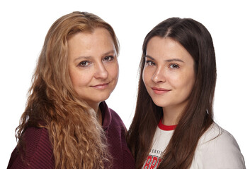 Harmonious Reflections: Two Graceful Women Radiate Elegance in Studio Setting