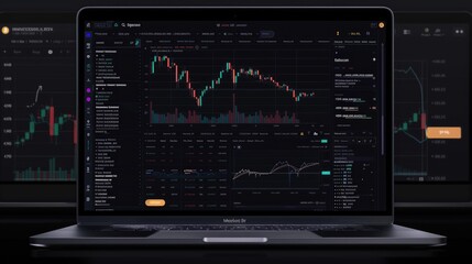 crypto analyst market trading chart on screen . analyzing bitcoin trading chart technology.
