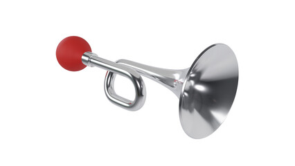 Silver car horn isolated on transparent and white background. Honk concept. 3D render