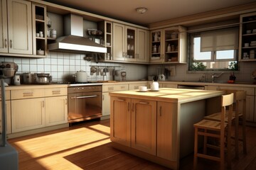 Fototapeta premium Simple kitchen room. Modern design. Generate Ai