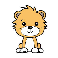 little lion cartoon vector illustration isolated transparent background, logo, cut out or cutout t-shirt print design,  poster, baby products, packaging design, tribal tattoo