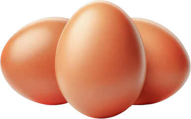 Three free range eggs on a transparent background png